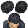 Men Wig Hairpieces 10mm Wave Toupee Full Swiss Lace Toupee Black 1B 10A Brazilian Remy Human Hair Placent for Black Men Free