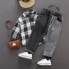 Jeans Kids For Children's Two-tone Pants Boys 2-6Year Elastic Waist Black And Gray Denim Legs Fashion