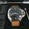 ボックスペーパー付きメンズ腕時計 47 ミリメートル 1950 PM127 00127 127 00127 レザーバンドストラップバック透明機械式メンズ腕時計メンズ腕時計ギフト時計バンド