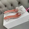 اللباس أحذية العلامة التجارية للنساء مضخات فاخرة الكريستال Slingback عالية الكعب الصيف العروس أحذية مريحة مثلث الكعب الحفلات أحذية حفلات الزفاف 230323