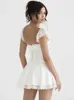 Casual Dresses Karlofea Double Layered Wedding Guset Dresses For Women Chic Sweet Kawaii Birthday Party Outfits Sexy A Line Lace White Dress P230322