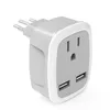 European Travel Plug -adapter Retro International Power Adapter med 2 USB -portar 2 amerikanska uttag - 4 i 1 resor