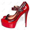 Olomm hecho a mano mujer primavera brillante bombas nudo Sexy Stiletto tacones altos punta redonda negro fiesta zapatos mujeres US Plus tamaño 5-20