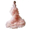 소녀 드레스 베이비 핑크 하이 로우 꽃 계층 주름 얇은 색 멍청이 de fiesta para bodas 여자 생일 가운 결혼식