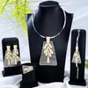 Necklace Earrings Set Siscathy African Cubic Zircon Big Pendant Earings Jewelry Party Bride Wedding Jewellery For Women Accessory