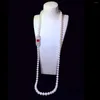 Catene Natural Pearl 33'' 1 Strand White CZ Connector Collana