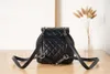 Top Tier Mirror Quality Designer Women Mini Backpack Black Lambskin Quilted Flap Bags Classic Double Chain Shoulder Gold Bag Real Leather Clutch Handbag With Box