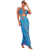 Vestido de dos piezas Crochet Beach Cover Up Trajes para mujeres Tallas grandes Ropa de playa Borlas Bikini Traje de baño