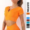 CAMESOSOS Tanks Yoga Top korte mouw Hot Women Zipper Push Up V Underwear Shoproof Breadable Gym Fitness Aletic Running Sport Tops Z0322