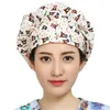 Beanies Bouffant Scrubs Hats Women Christmas Flower Printed Cotton Sweatband Cap Reuseable Head Cover Work Wear Breathable Scrub Caps1