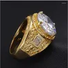 Cluster Rings Vintage Dubai Uomo 10K Gold 15ct Big White Sapphire CZ Claw Ring For Men LUXURY WEDDING JEWELRY Taglia 8/9/10/11/12