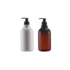 Black Lotion Press Pump Plastic Bottle 300 ml 500 ml Round Shoulder Pet Brown Black Frosted White Packaging Bottles Refillable Portable Container