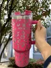 Stanley Quencher 40oz Tumbler Leopard Printwith Logo Handle Lock Straw Beer Mug Water Bottle Powder Coating Outdoor Camping Cup