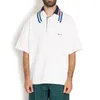 Herren Polos KOLOR 22SS Abe Runyi Japanische Tricolor-Stichstickerei Doppelschichtkragen Baumwollpolo Kurzarmhemd für Männer Lose T-Shirts