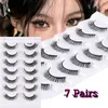 7 Pairs False Eyelashes Manga Lashes Natural Fake Lashes Fluffy Soft Cross Fairy Little Devil Lashes Extension Makeup Cosmetic