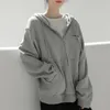 Män s hoodies tröjor JMPRS Pure Cotton Women Fashion Letter Gray Zipper Ladies Sweatshirt Casual Korean Loose Long Sleeve Fall Female Coats 230322