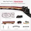 Electric RC Track Simulation Steam Train Eloy Metal Car Railway Classical Model With Smoke Battery Operated Kids Toy Gift 230323