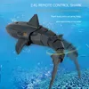 Electric RC Boats 2 4g Remote Control Electric Shark Rechargeable Animal Tank Bathtub Fish Interactive Toy Boy Children Boat Birthday Gift 230323