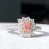 Anelli a grappolo Gioielleria raffinata Oro 18 carati reale 0,301 ct Diamanti rosa Anello di fidanzamento per matrimonio Donna per donna Anello TX