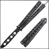 PC Black Portable Folding Butterfly Knife Trainer Stainless Steel Pocket Practice Knife Training Tool for Outdoor Games