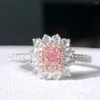 Anelli a grappolo Gioielleria raffinata Oro 18 carati reale 0,301 ct Diamanti rosa Anello di fidanzamento per matrimonio Donna per donna Anello TX