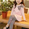 Roupas de roupas de varejo e atacado Spring Autumn Toddler Girl Sets Sets Crianças Roupas Crianças com Leggings listradas de arco 2pcs 230322