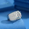 Cluster Rings Inbeaut Classic 925 Silver 5 CT Utmärkt Cut Pass Diamond Test Sparkling D Color Moissanite Wedding Ring For Men Fine Jewelry