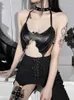 Dames Tanks Camis Goth Donker Faux Pu Bat Grunge Esthetische Emo Camis Mall Gothic Bandage Backless Crop Top Zomer Halter Alt Streetwear 230322