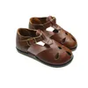 Sandały Cowhide Girls Sandals Retro Oil Wax Kolor Wax Oryginalny skórzany plażowy buty dla dzieci Garden Summer Children's 5T 230322