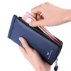 Wallets Anti-theft Long Wallet Men Luxury Genuine Leather Men's Business Card Holder Slim Purse Bag Natural Fashion Brands 2023