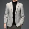 Mäns kostymer Autumn Winter Men Imitated Mink Wool Blazers Beige Black Smart Casual Sacka Jacket Male Notched Collar Straight Business Outfits