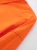 女性用の女性のブラウスシャツ2023ファッションターンダウンカラーベーシックオレンジコットンシャツ長袖トップスプリングボタンアップカジュアルサイズ