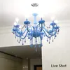 Ljuskronor Europeiska Makaron Blue Crystal Children's Theme Room Chandelier Dekorativ LED -kedja Pendantlampa för dagis sovsal