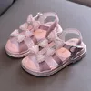 Sandals Girl Flat Shoes Summer Fashion Children Princess Bow Open Toe Toddler Black CSH1331 230322