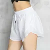 Running Shorts Sports Short Women Fake Two-piece Fitness Mesh Lace Yoga Clothes Three-quarter Workout