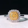 Cluster ringen fijne sieraden echt 18K goud 1,00ct gele diamant bruiloft verloving vrouwelijk voor vrouwen diamanten ring tx