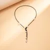 Einfache Imitationsperlen-Halskette für Damen, schwarzes Leder, Wachsfaden, Seil, Kette, Halsketten, Halsband, Schmuck, Party-Accessoires