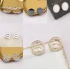 23ss 20style Mixte Marque De Luxe Designer Double Lettres Stud 18K Plaqué Or 925 Cercle En Argent Femmes Célèbres Cristal Strass Perle Boucle D'oreille De Noce Jewerlry