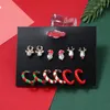 Stud Earrings 6 Pairs Design Trendy Xmas Tree Brown Elk Snowman Santa Claus Christmas Gifts For Women 2023 Year