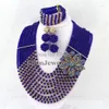 Kettingoorbellen zijn fantastisch! Royal Blue Nigeriaanse bruiloft Afrikaanse kralen sieraden kristallen armband sets ws4300