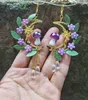 Dangle Chandelier Handmade Mushroom Standing on Golf Plated Moon with Fairy Earrings Mushroom Dangle Drop Earrings 230323