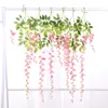 Decoratieve bloemen 1,1 m kunstmatige bloem wijnstok Wisteria Home Decoratie diy muur hangende bruiloft boogfeest nep