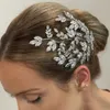 Wedding Hair Jewelry Fashion Liście sześcien Cyrron Bridal Hair Coman urodzinowy Hair Akcesoria Luksusowa biżuteria barok kryształowy opaska ślubna dla kobiet 230323