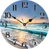 Wall Clocks Bathroom Clock Summer Seashell Decorative Wall Clock Sea Wave Sunset Non-Ticking Silent Clocks Wall Home Decoracion Salon Casa 230323