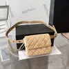 CC Bags Luxe merk Franse dames buste taille gewatteerde tassen 7 kleuren Klassiek diamantrooster ijdelheid Soprt portemonnee goud metaal hardware gematelasseerd lederen band crossbody