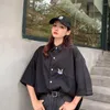 Women's Blouses Women Kawaii Black Shirts Casual Blouse For Girl Summer Autumn Button Up Tops Korean Fashion Clothes Teenage Preppy Clothing