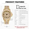 Zegarek na rękę Bling Out Watches for Men Luksusowe diamentowe męskie zegarek 18 -karatowy złoto ze stali nierdzewnej Zegar Pave CZ Hip Hop