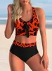 Costume da bagno da donna Costume da bagno bikini a vita alta da donna Costume da bagno sexy con stampa femminile Set da spiaggia