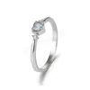 Imitação topázia azul coração anéis de zircão para mulheres jóias femininas com engajamento de casamento de cristal anel fino