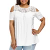 Blouses Femmes Mode Femmes Chemises en dentelle Blusas Mujer 2023 Vêtements d'épaule froide pour dames sans bretelles à manches courtes Tunique Top